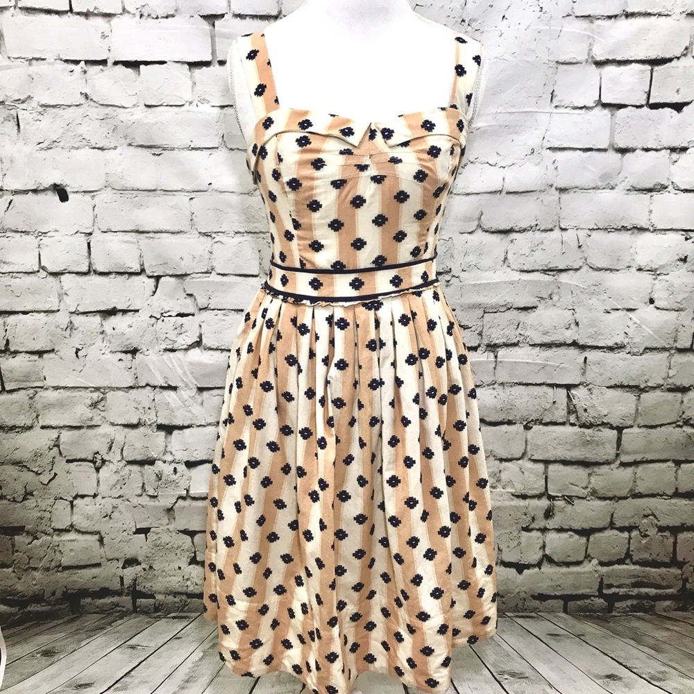 Elegant Cream and Black Patterned Dress